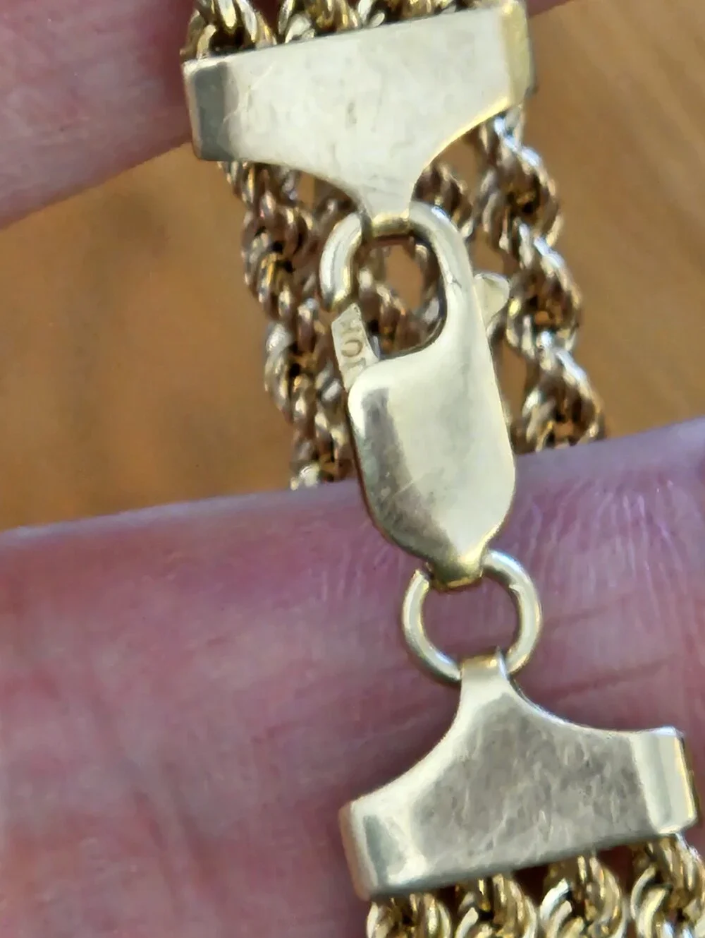 Vintage Solid 10k Yellow Gold Multi Rope Chain Bracelet 7